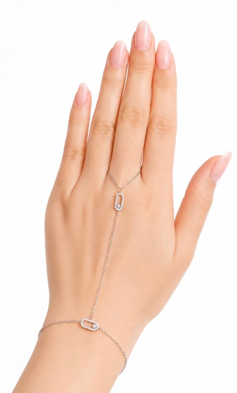 A Touch of Silver Oval Link Hand Chain with Finger Ring